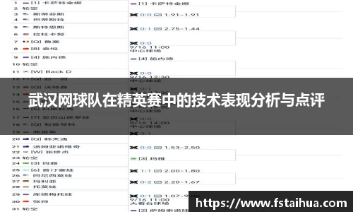 武汉网球队在精英赛中的技术表现分析与点评