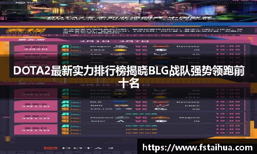 DOTA2最新实力排行榜揭晓BLG战队强势领跑前十名